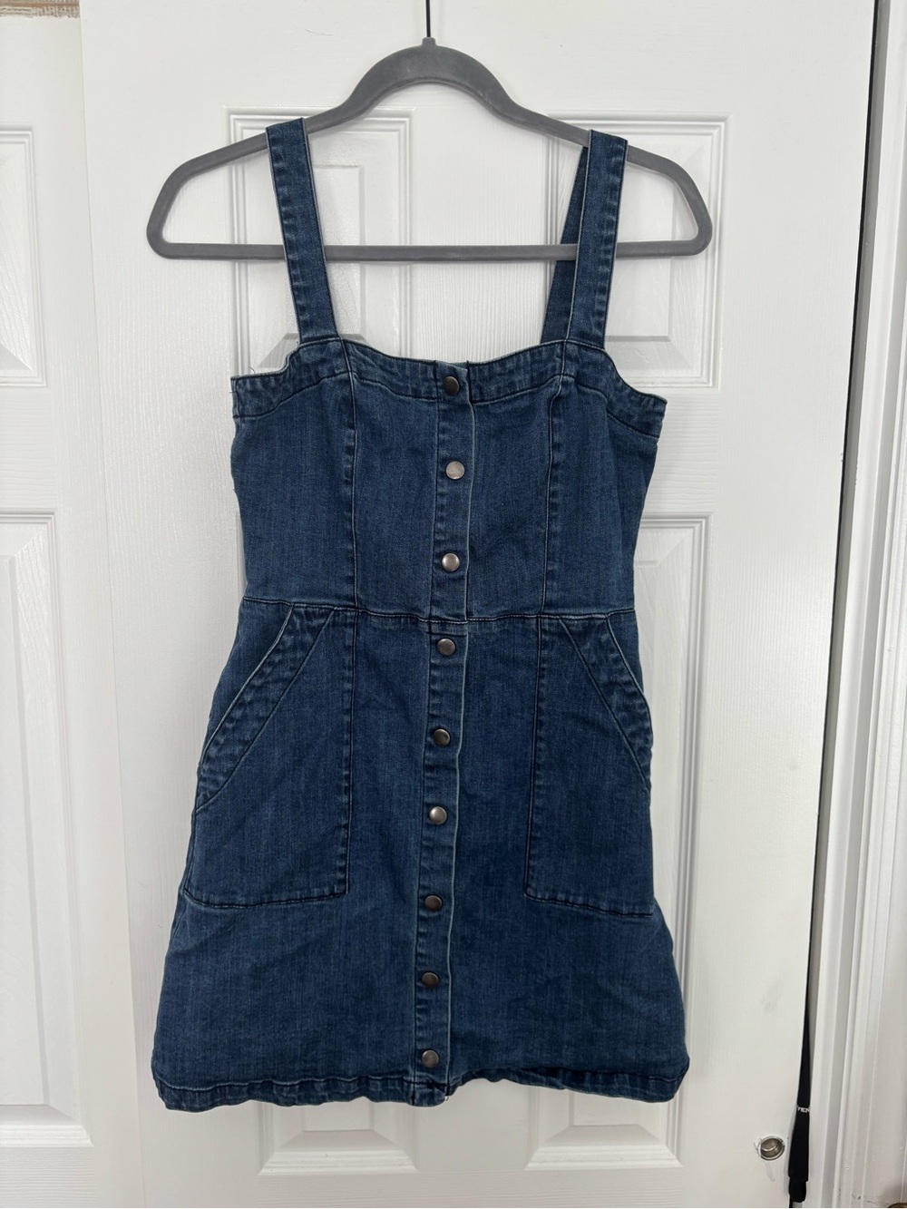 Highline Collective Denim Button-Front Sundress - Dark Blue